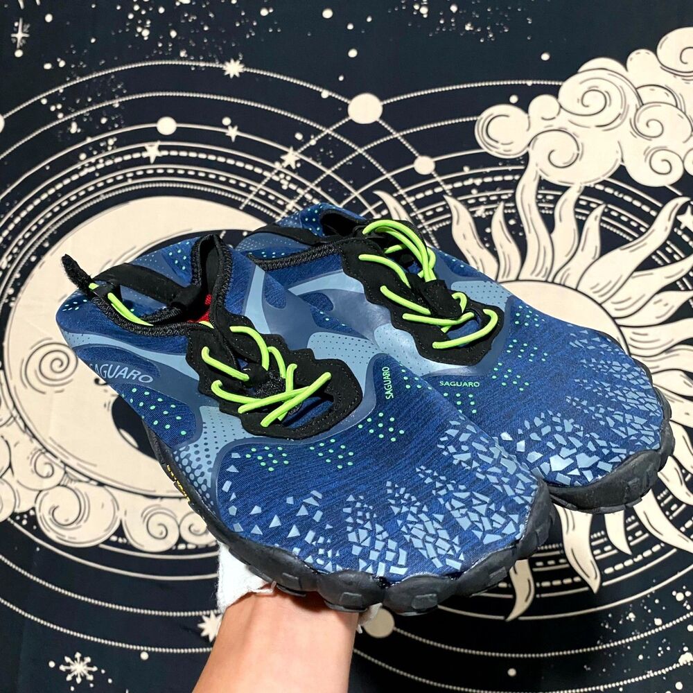 Saguaro Barefoot Athletic Sneaker Men's 10 Blue Fabric Running Lace-Up Jogging